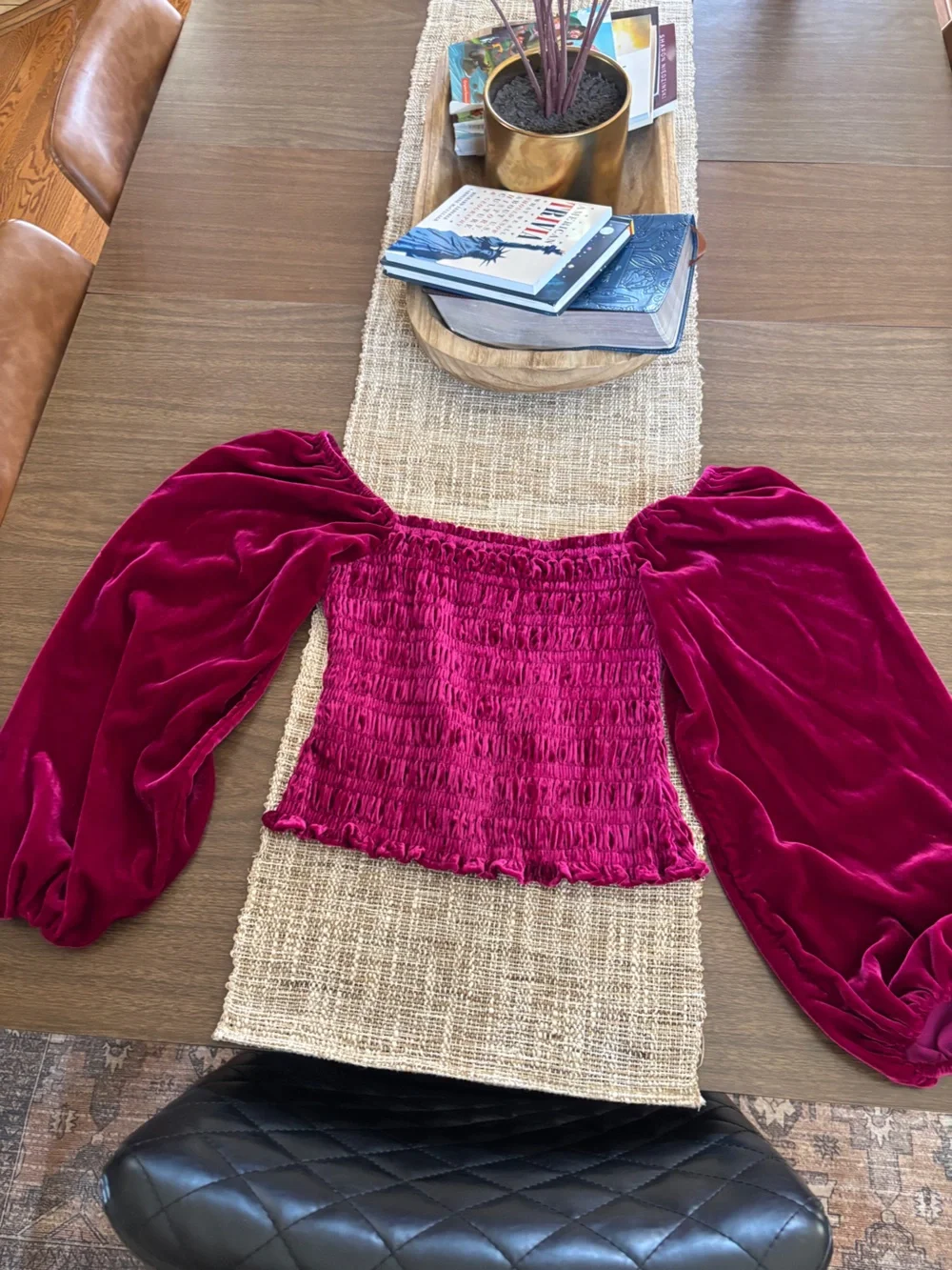 Anthropologie smocked puff sleeve blouse